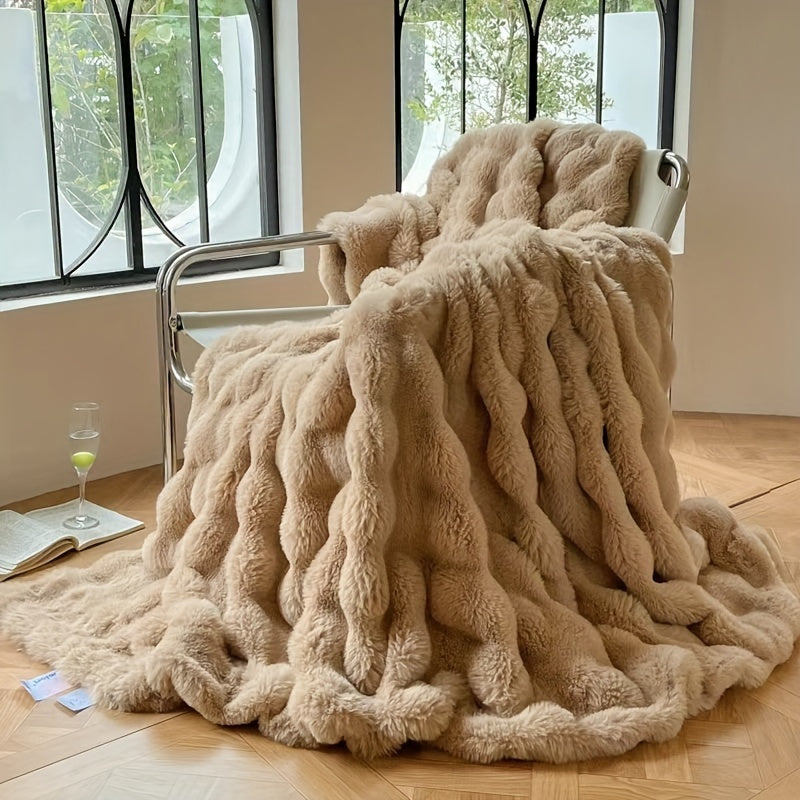 FleeceHaven - Luxuriously Soft Bubble Fleece Blanket for Relaxing