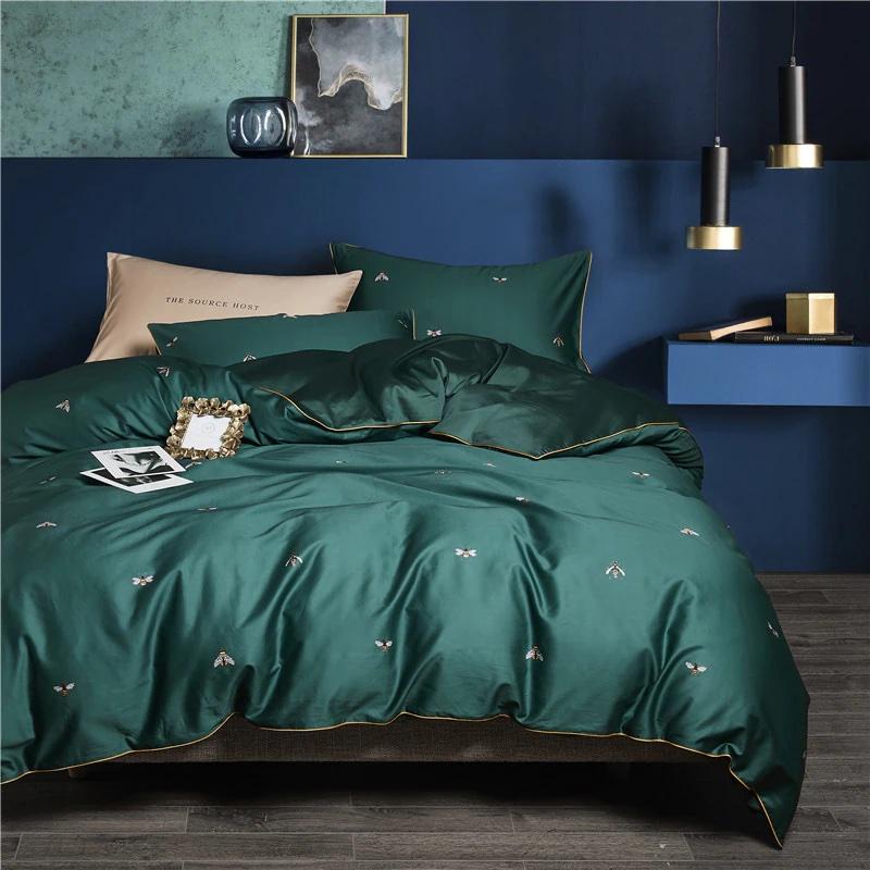 FreshNest – Ensemble de couette en coton égyptien vert énergisant