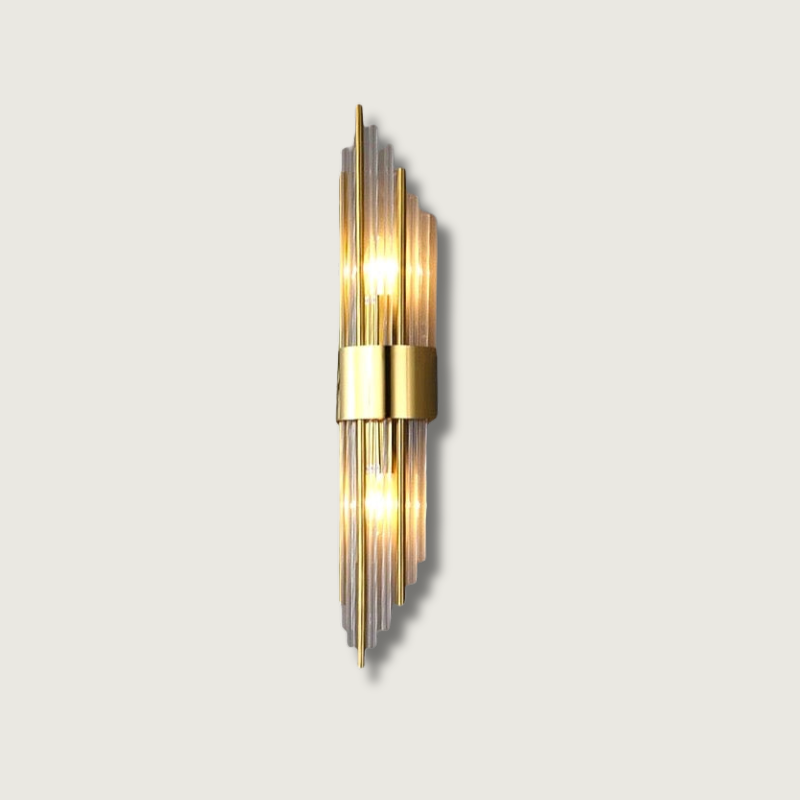 RadiantCrown – Lámpara de pared de cristal dorado con construcción duradera