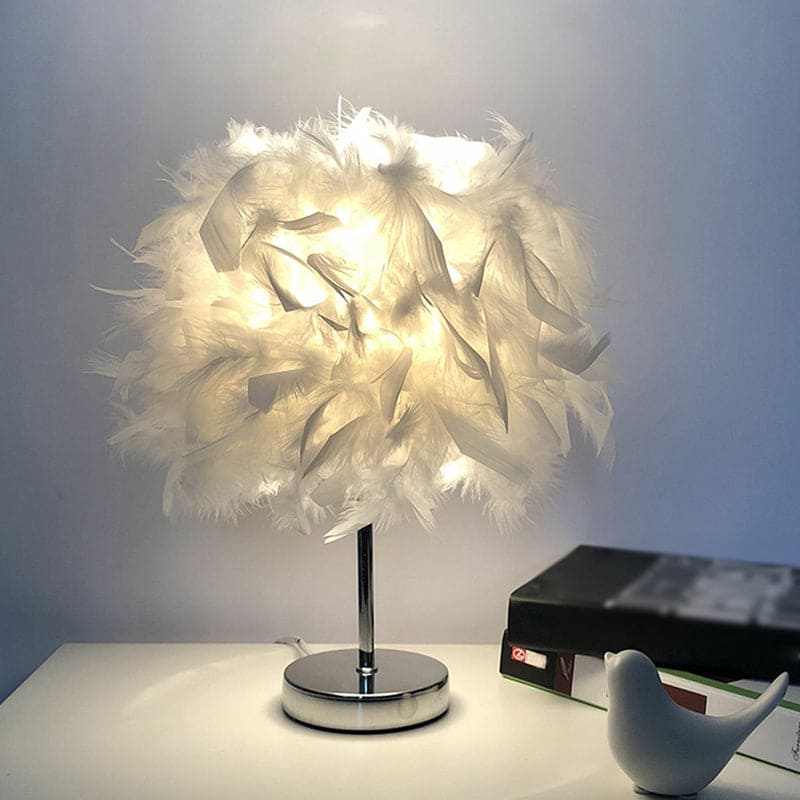 PlumeGlow – Elegant Feathered Globe Lamp