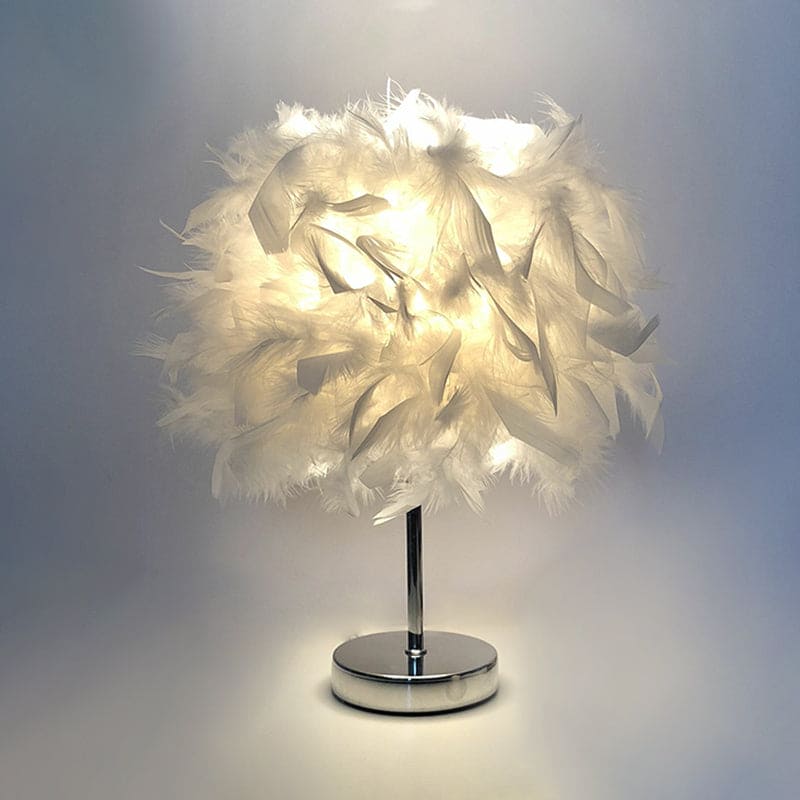 PlumeGlow – Elegant Feathered Globe Lamp