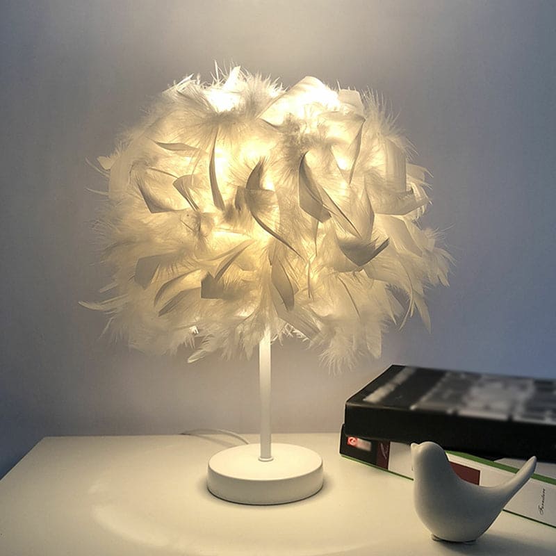 PlumeGlow – Elegant Feathered Globe Lamp