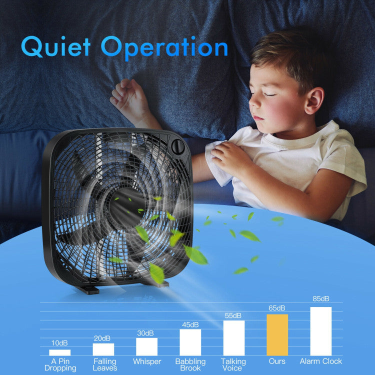 20 Inch Box Portable Floor Fan with 3 Speed Settings and Knob Control 3