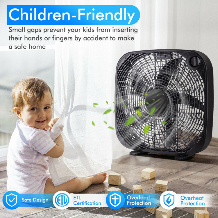 20 Inch Box Portable Floor Fan with 3 Speed Settings and Knob Control 4