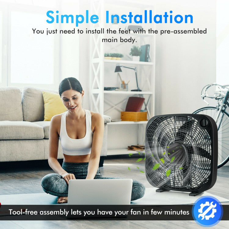 20 Inch Box Portable Floor Fan with 3 Speed Settings and Knob Control 6