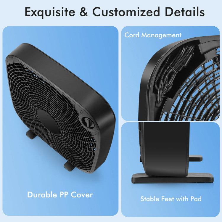 20 Inch Box Portable Floor Fan with 3 Speed Settings and Knob Control 7
