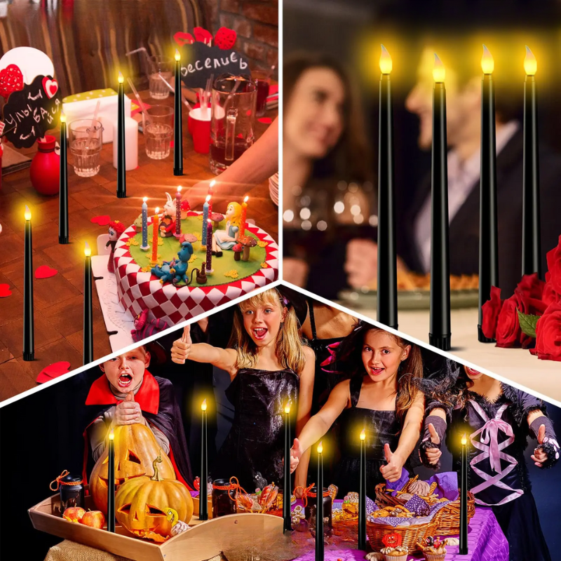GloomLight – LED-Stabkerzen in Schwarz für Halloween und Hochzeiten