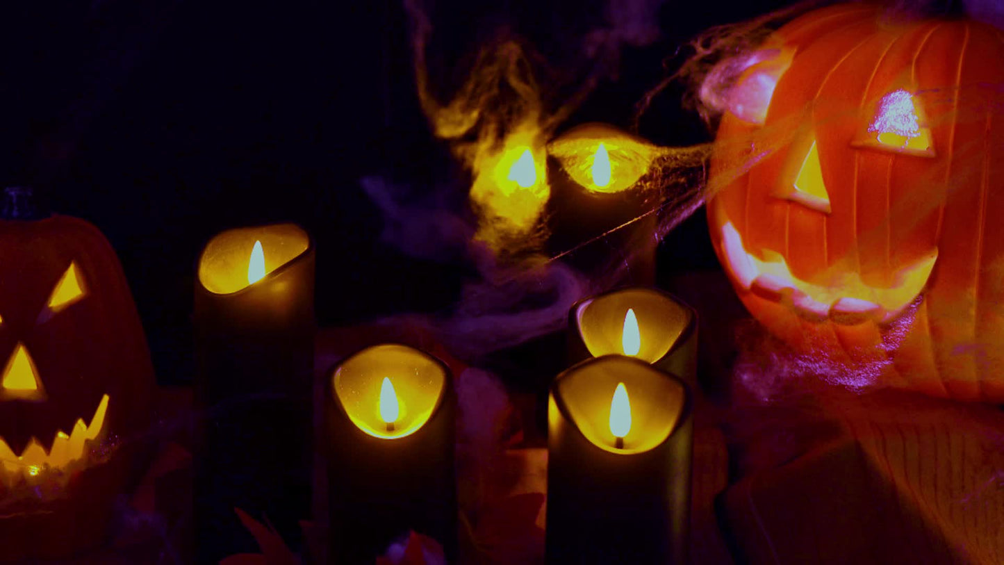 MystiFlame - Ensemble de 5 bougies LED avec finition noire
