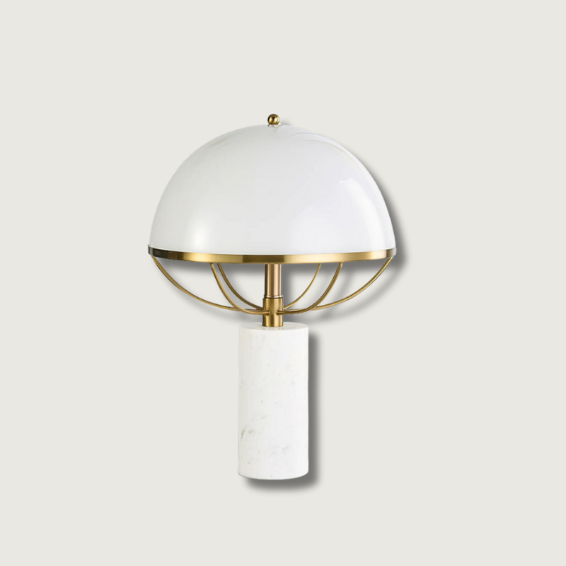 LuxeGlow – Lampada in Vetro con Finitura Dorata e Base in Marmo