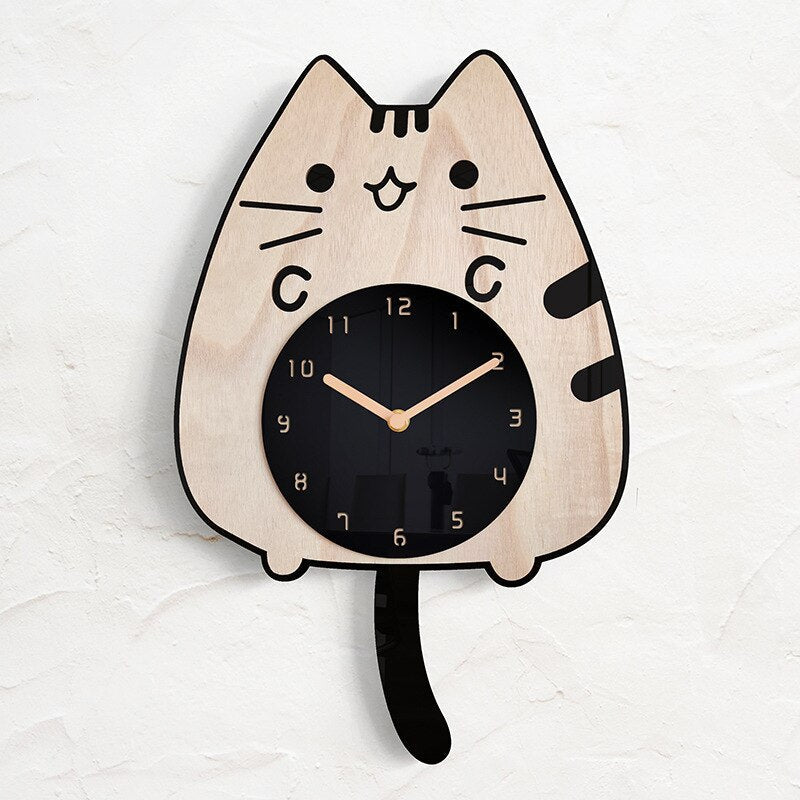 PurrTime - Swinging Cat Wall Clock