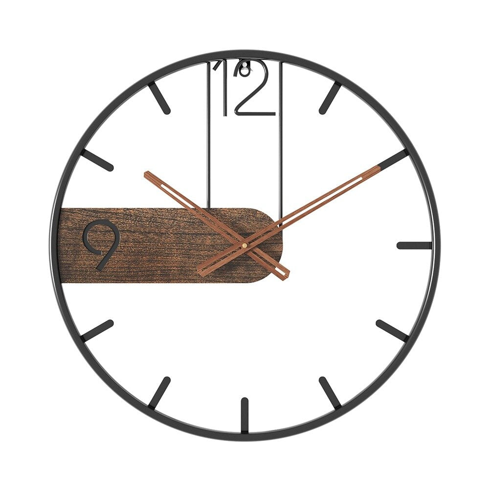 Woodline - Modern Wall Clock in Steel and Walnut