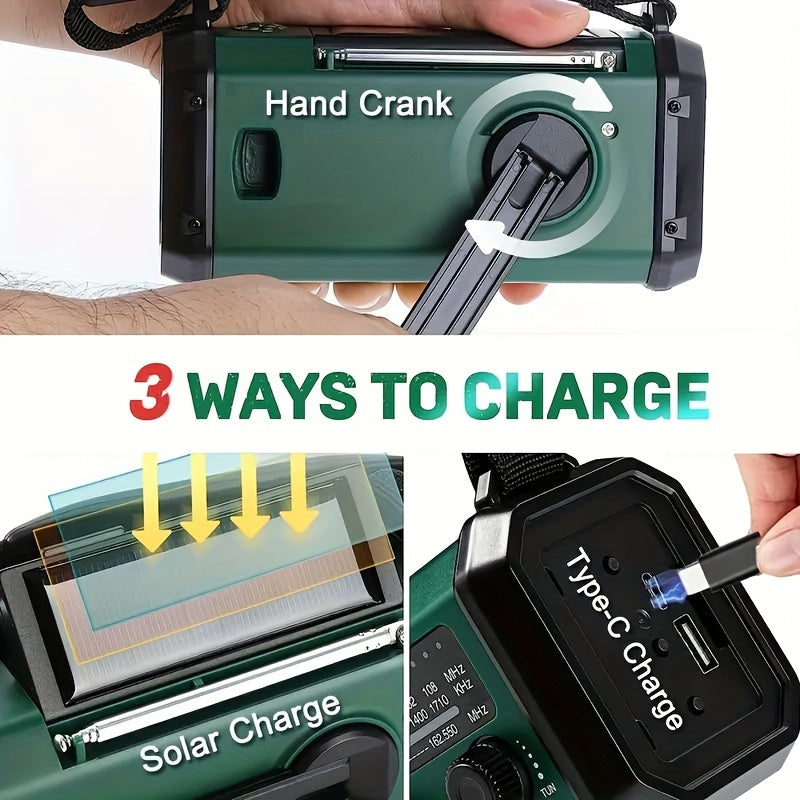 All-in-One Emergency Radio with Flashlight, Solar Panel, USB Charger, and NOAA Weather Access – Compact Survival Device-4