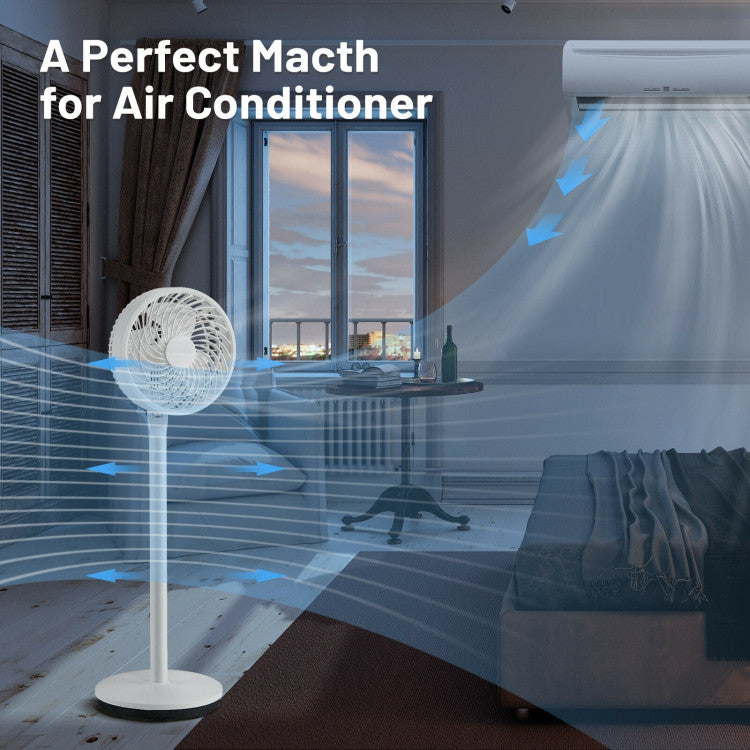 9 Inch Portable Oscillating Pedestal Floor Fan with Adjustable Heights and Speeds 1