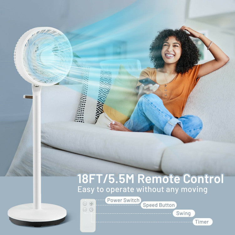 9 Inch Portable Oscillating Pedestal Floor Fan with Adjustable Heights and Speeds 6