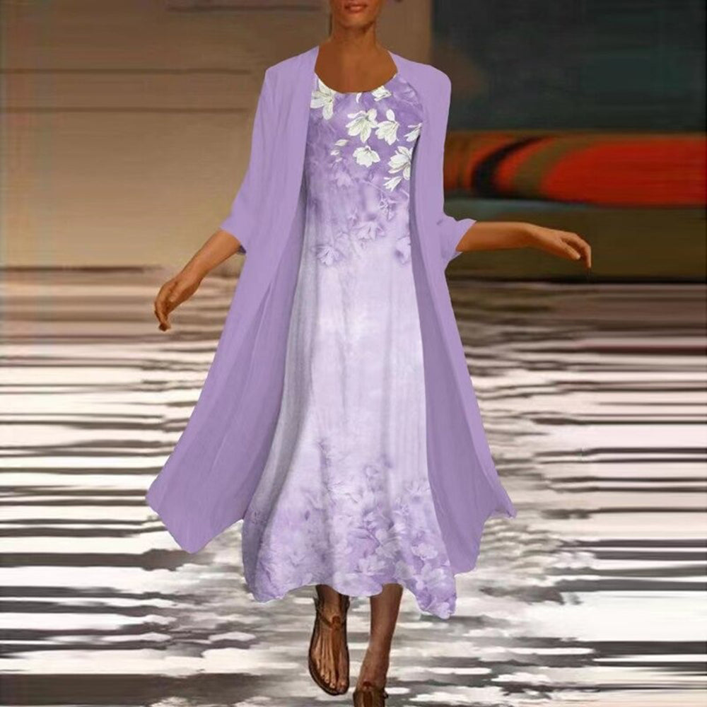 Variant image for Amora - Women's Maxi Dress with Blouse Jacket - Elegant Floral Formal Dress-6