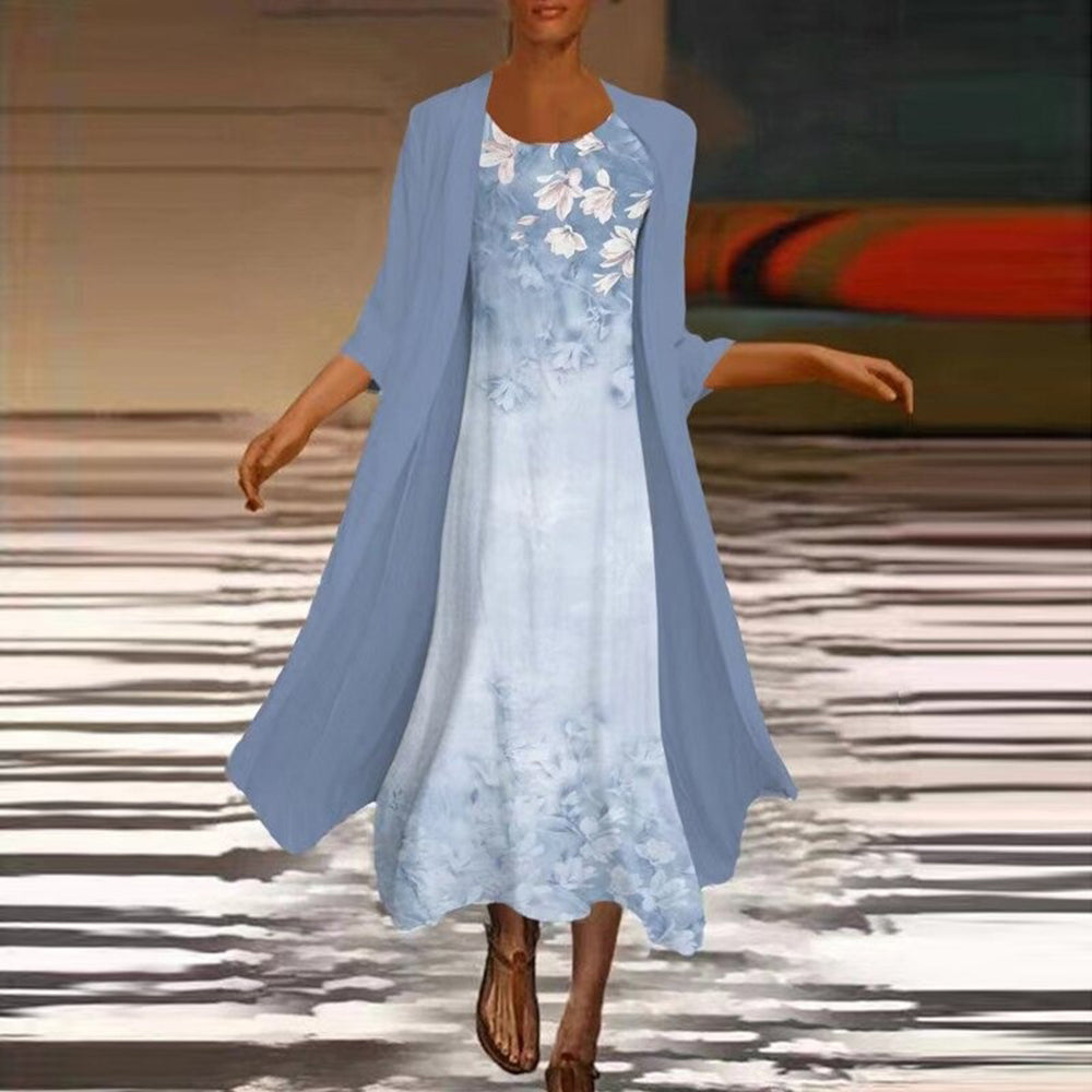 Variant image for Amora - Women's Maxi Dress with Blouse Jacket - Elegant Floral Formal Dress-11
