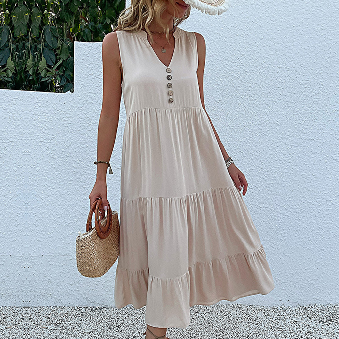 Variant image for Billie - Women's Boho Casual Sleeveless Summer Dress with Ruffled Hem-1