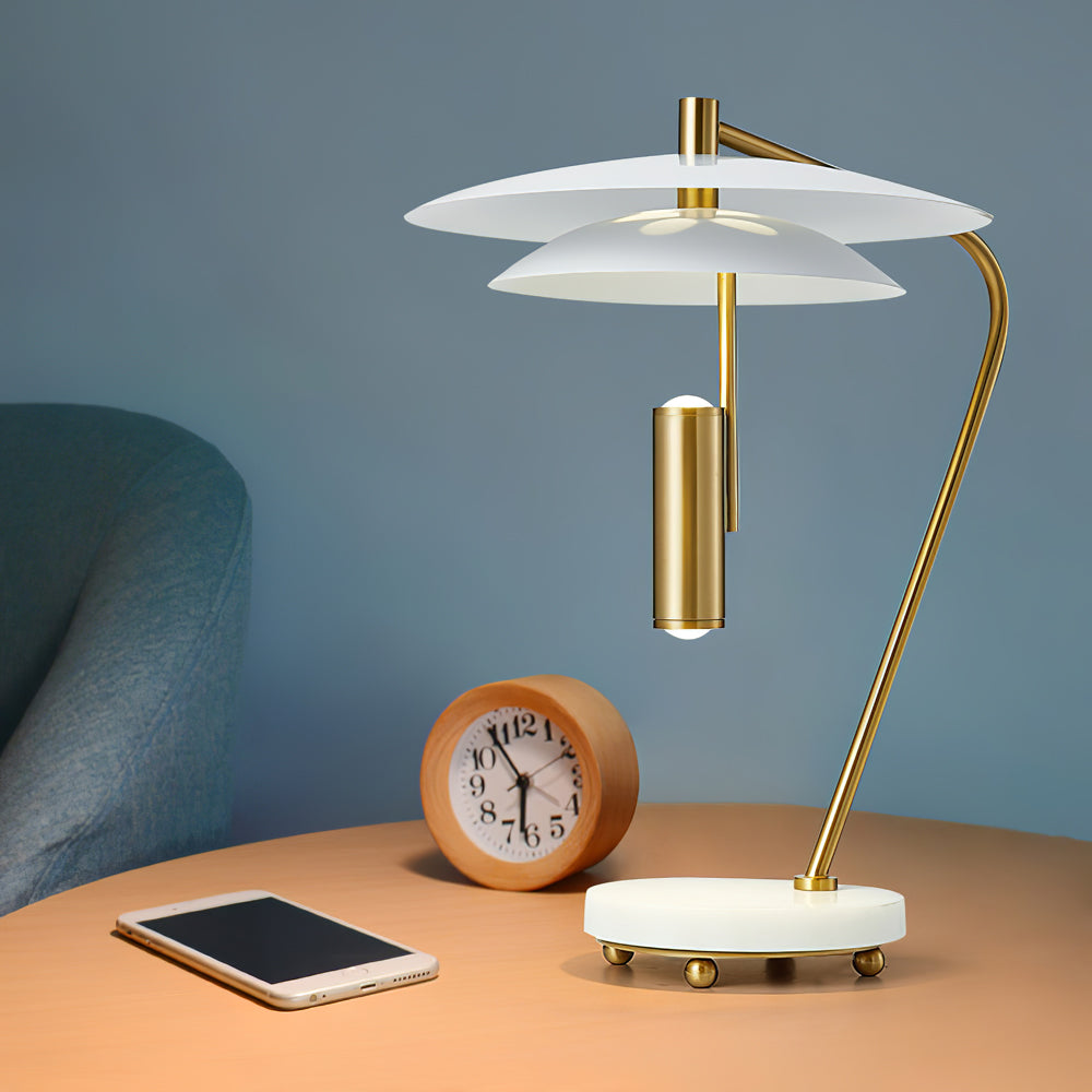 EleganceStone – White Aluminium Lamp with Marble Base