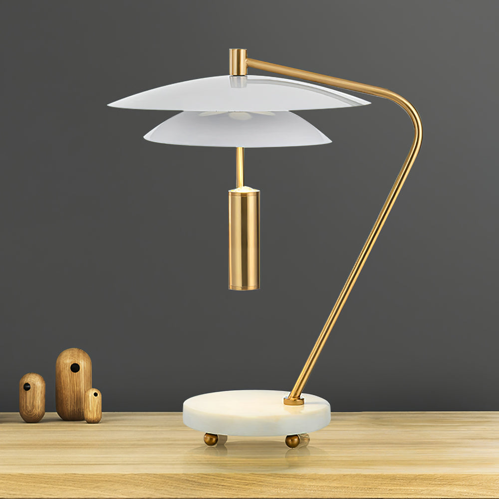 EleganceStone – White Aluminium Lamp with Marble Base