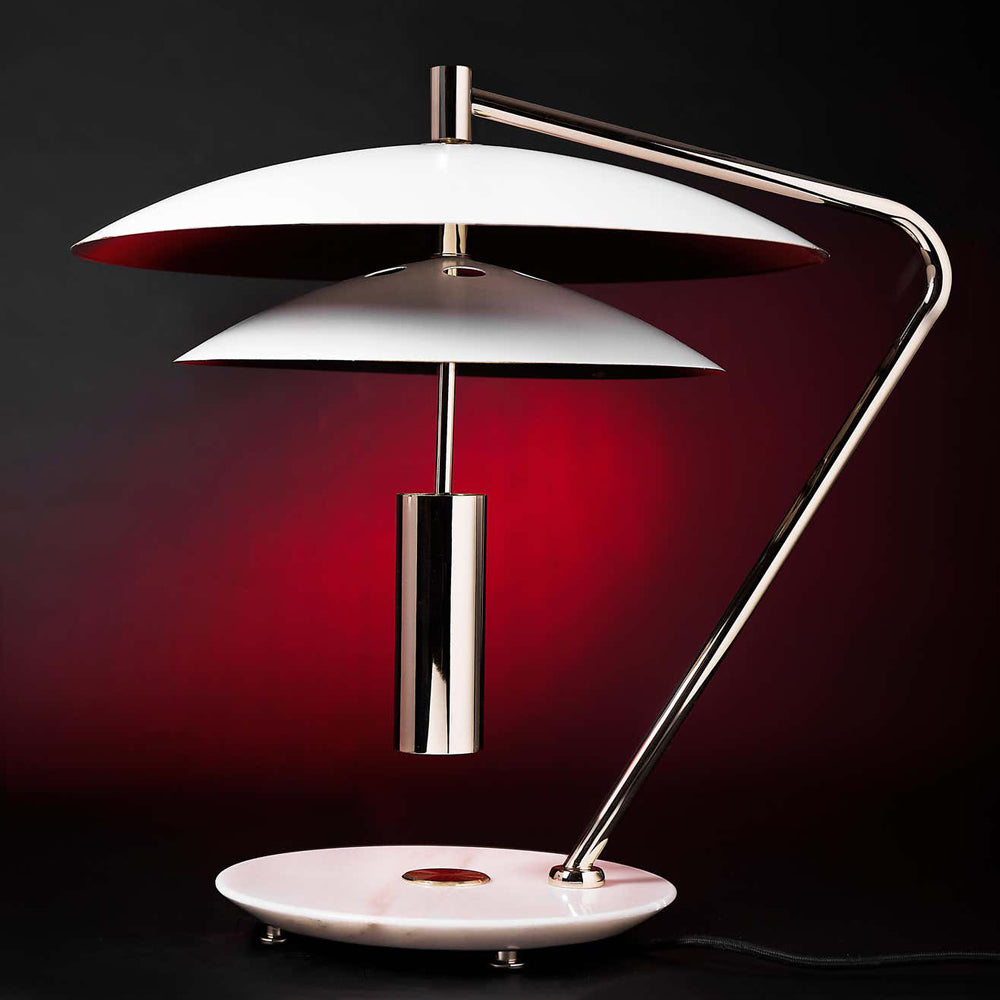 EleganceStone – White Aluminium Lamp with Marble Base