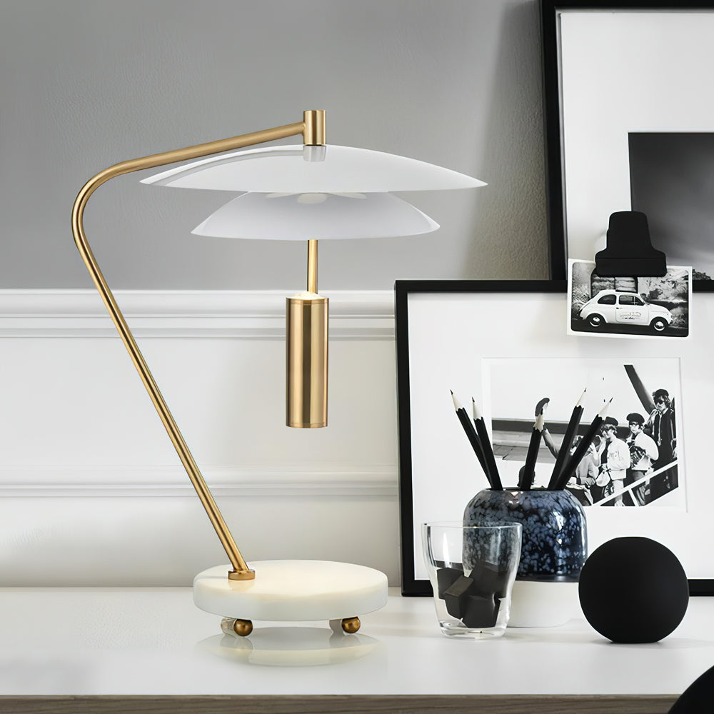 EleganceStone – White Aluminium Lamp with Marble Base