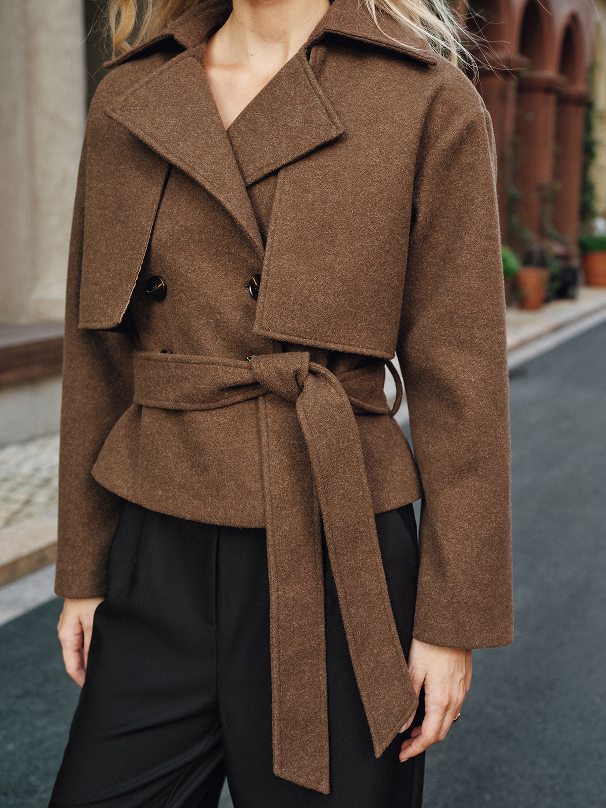 Belted Double-Breasted Tweed Coat 4