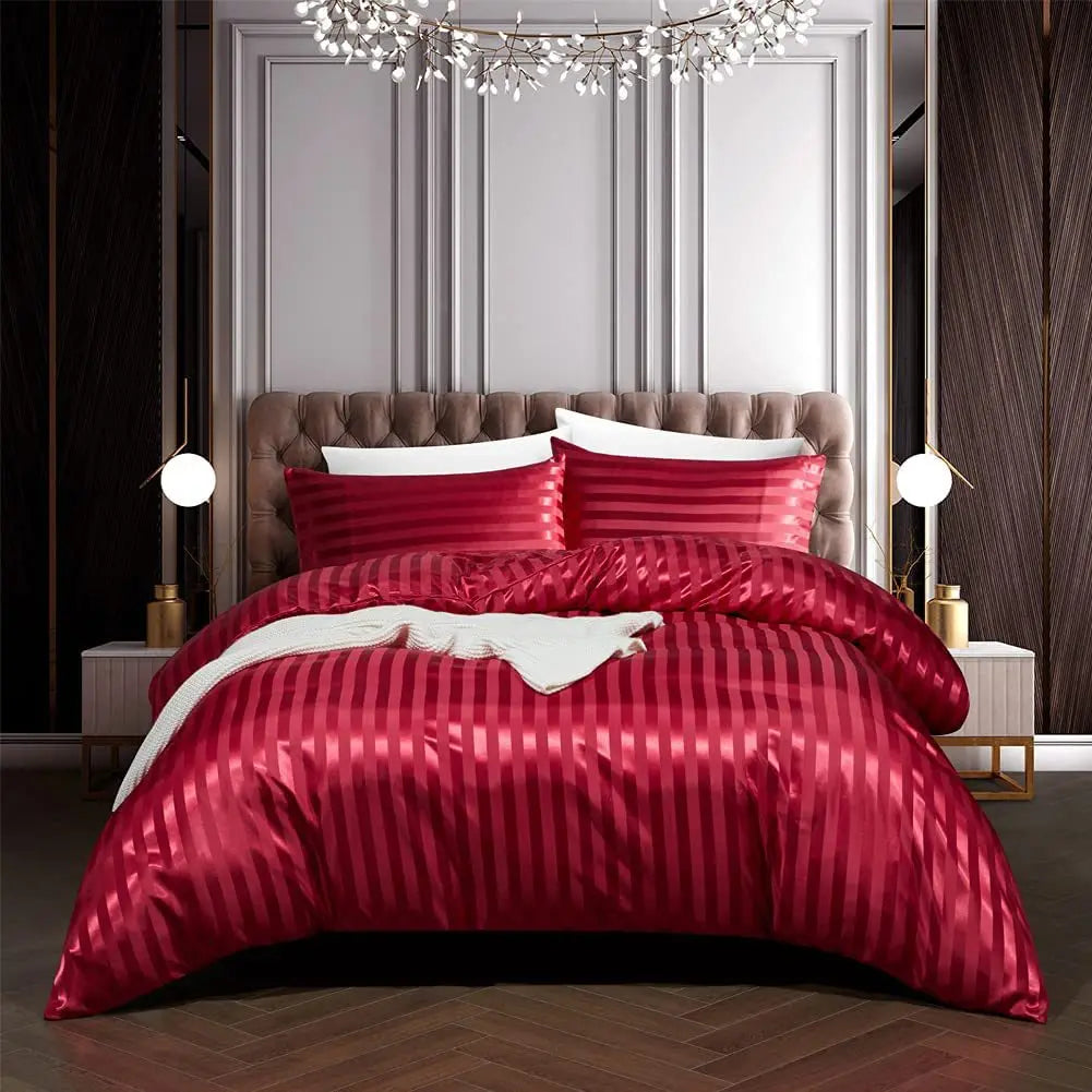 VelvetDream - Black Satin Bed Set