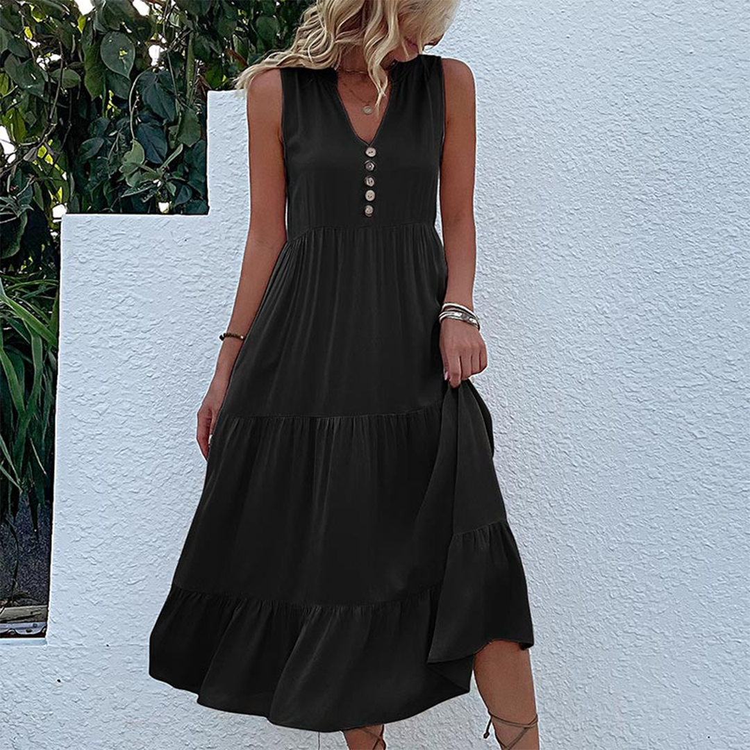 Variant image for Billie - Women's Boho Casual Sleeveless Summer Dress with Ruffled Hem-5