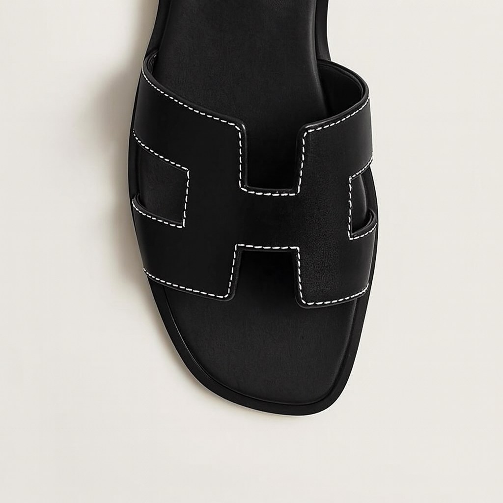 Black Flat Sandals for Women with Adjustable Straps and Ergonomic Footbed – Stylish Cut Out Design 6