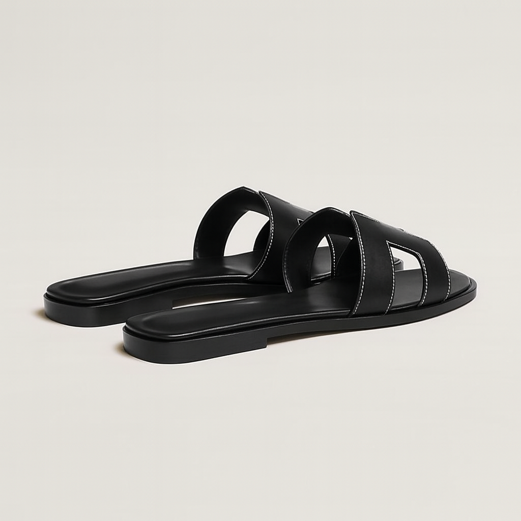 Black Flat Sandals for Women with Adjustable Straps and Ergonomic Footbed – Stylish Cut Out Design 7