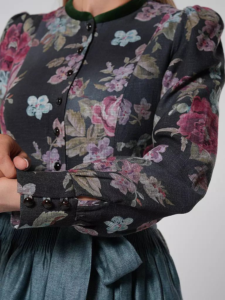 Black vintage dirndl dress with floral pattern – Oktoberfest | With apron for a classic traditional style 3