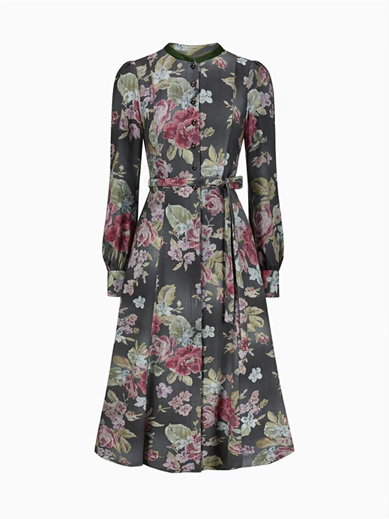 Black vintage dirndl dress with floral pattern – Oktoberfest | With apron for a classic traditional style 5