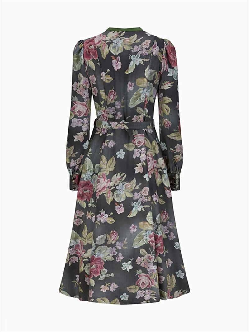 Black vintage dirndl dress with floral pattern – Oktoberfest | With apron for a classic traditional style 6