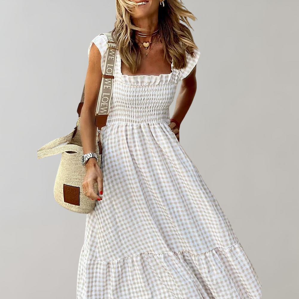 Augusta Retro Summer Dress - Comfortable White Dress for Women, Plus Size Available-2