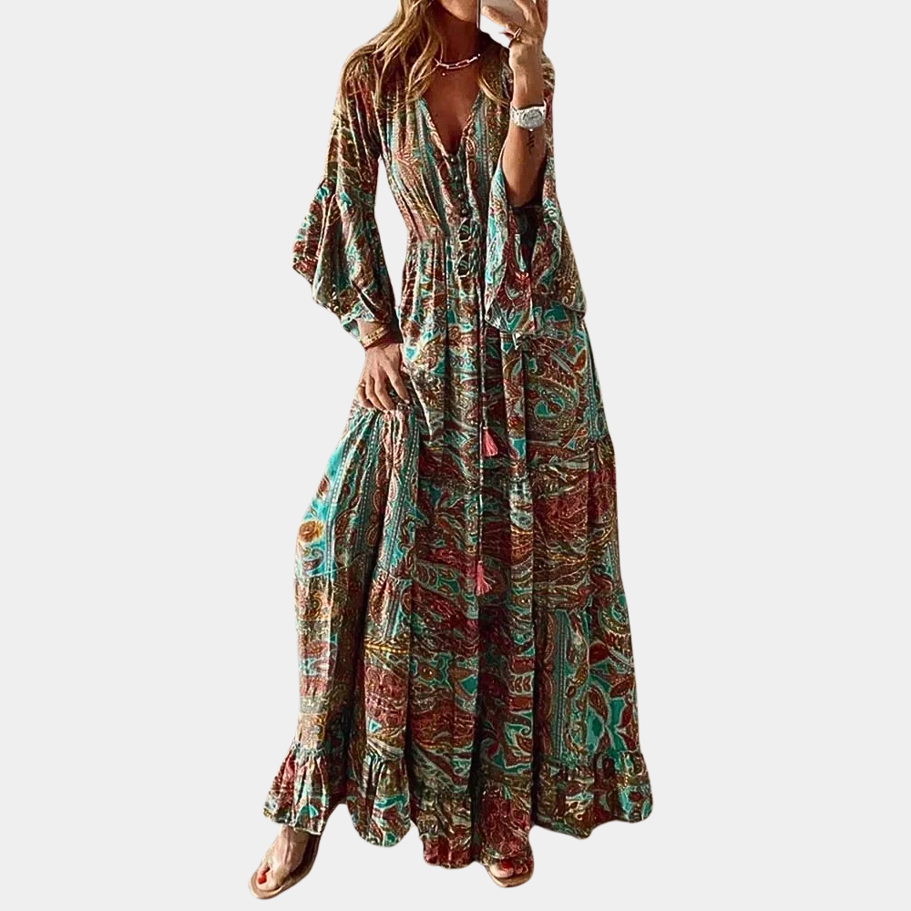 Variant image for Agathe - Women's Bohemian Maxi Dress for Summer Casual and Special Occasions-19