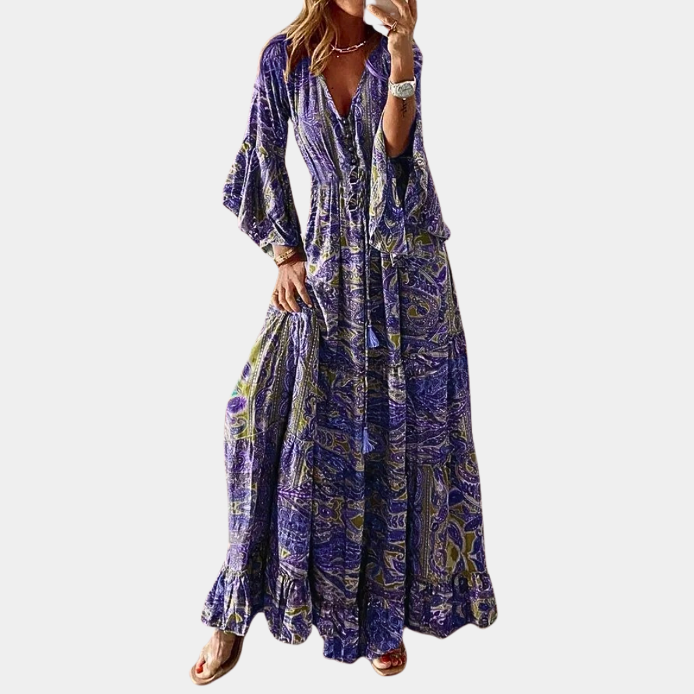 Variant image for Agathe - Women's Bohemian Maxi Dress for Summer Casual and Special Occasions-25