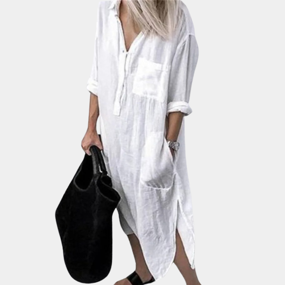 Andra - Women's Lightweight Maxi Dress, Breathable White Summer Style-2