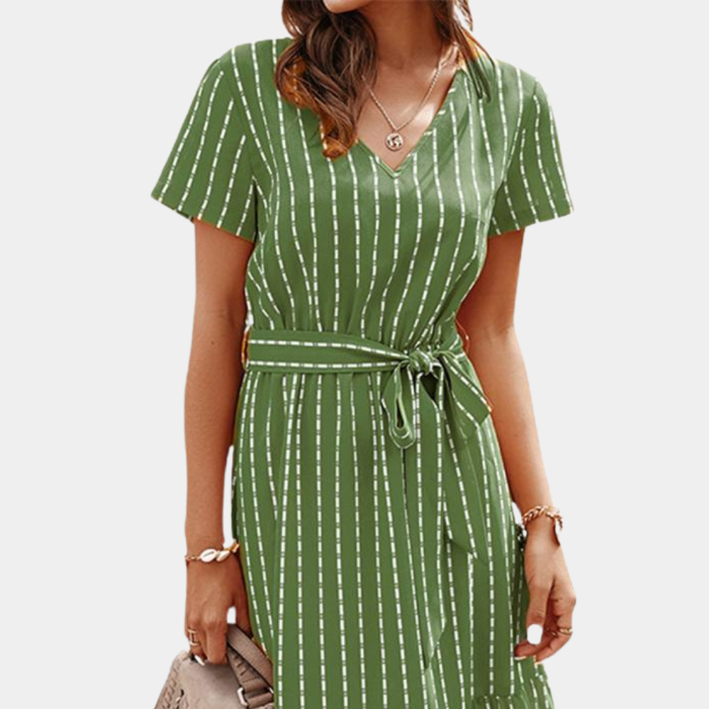 Variant image for Elegant Bohemian Midi Dress for Women - Airy Silk V-Neck Summer Dress-6