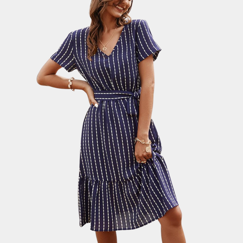 Variant image for Elegant Bohemian Midi Dress for Women - Airy Silk V-Neck Summer Dress-1
