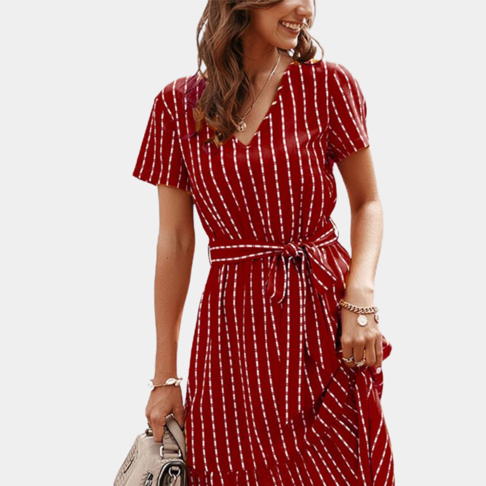 Variant image for Elegant Bohemian Midi Dress for Women - Airy Silk V-Neck Summer Dress-16