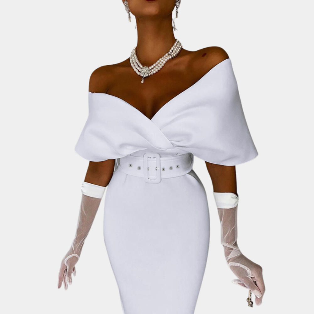 Variant image for Women's Formal Dress Black Size M Polyester Off-Shoulder Elegant Evening Gown-11