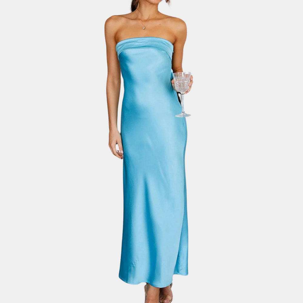 Women's Elegant Dress Blue Size M Polyester-6