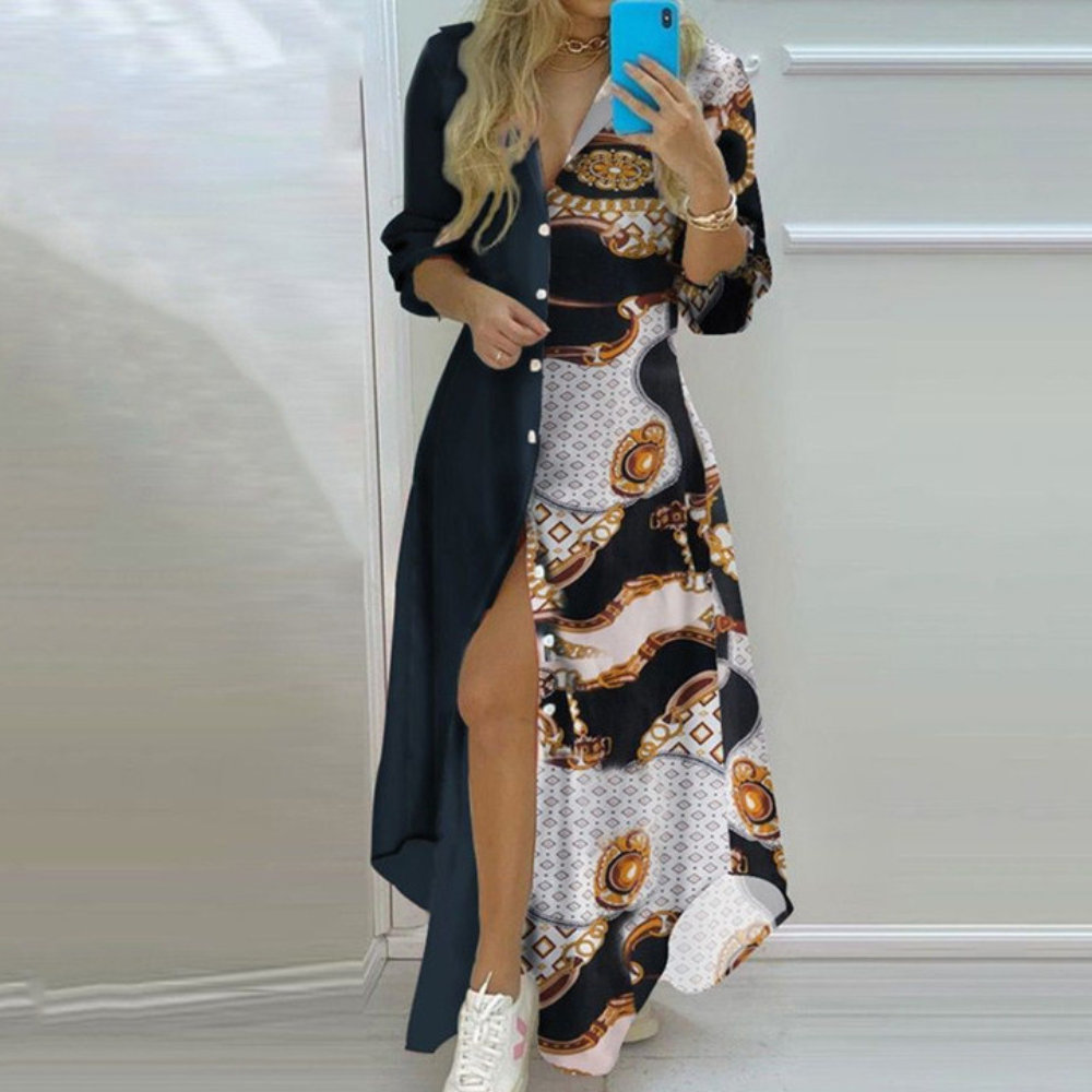 Variant image for Artistic Newspaper Print Luxury Dress - Unique Womens Dress for Statement Style-11