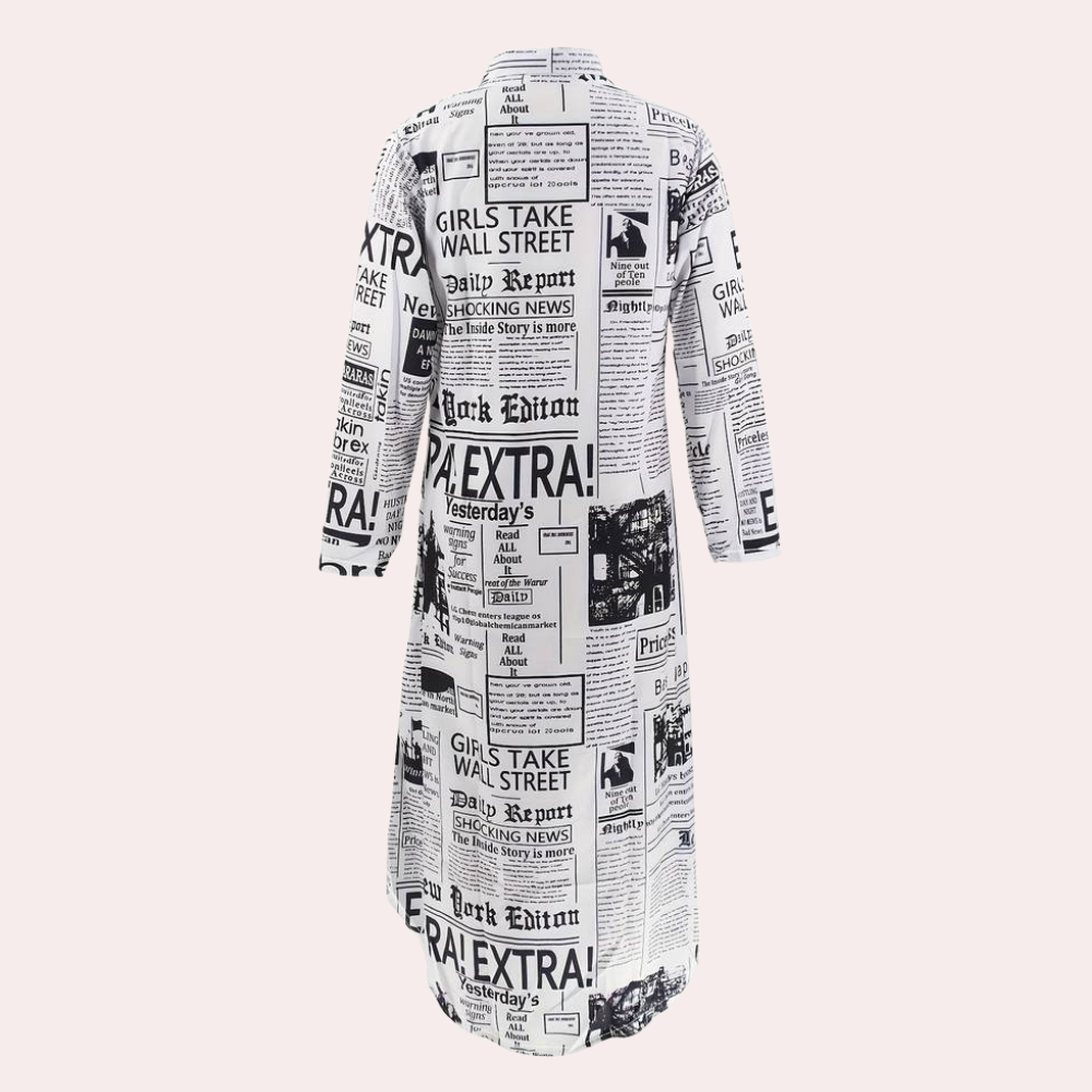 Artistic Newspaper Print Luxury Dress - Unique Womens Dress for Statement Style-3