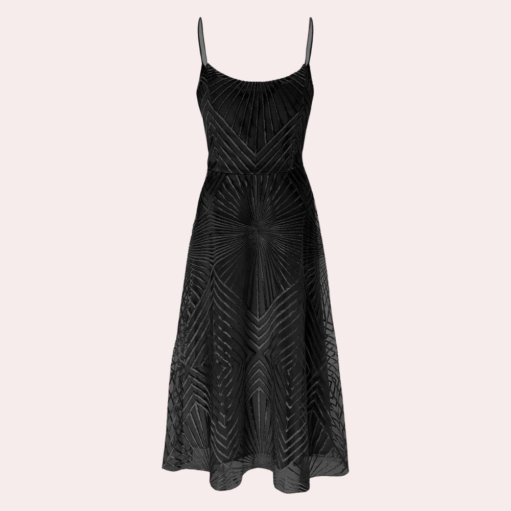 Blanca - Elegant Open Back Women's Dress with Geometric Pattern for Wedding Guests-5