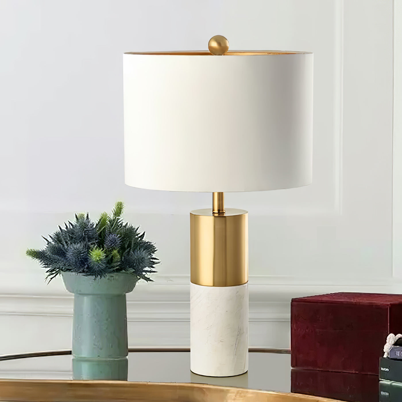 StoneRadiance - Elegant Table Lamp with Marble Base and Modern Lines