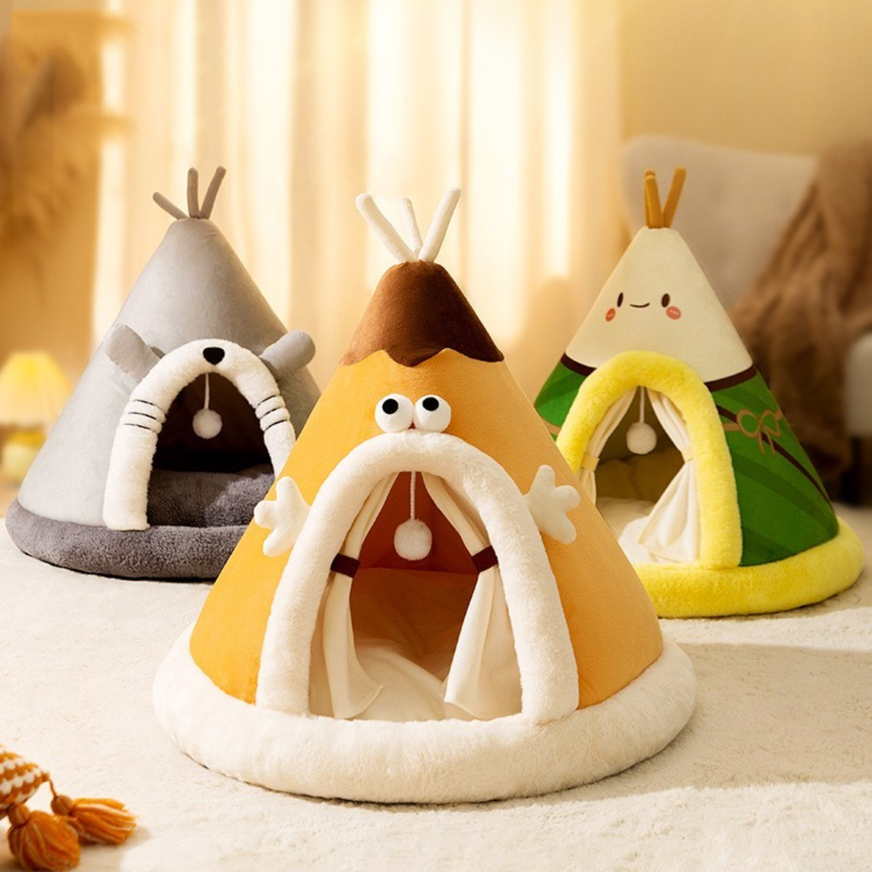 Cat Bed Tent in Soft Fleece Fabric 6