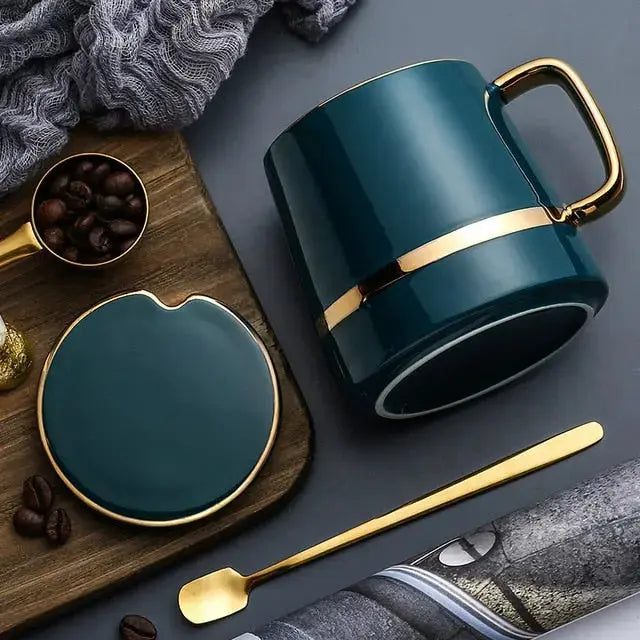 Ceramica | Elegant Durable Ceramic Coffee Mug Set with Gold Accents 8