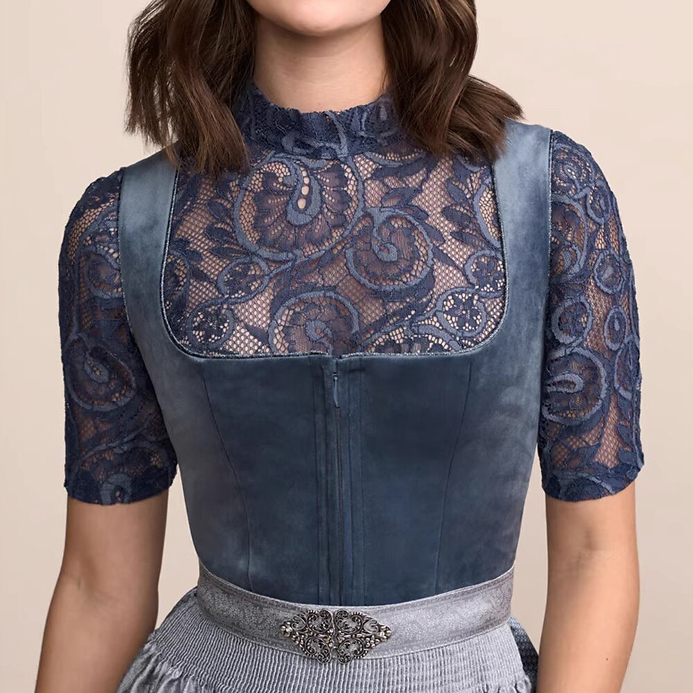 Classic dirndl dress in dark blue – Oktoberfest | Traditional costume dress with apron 3