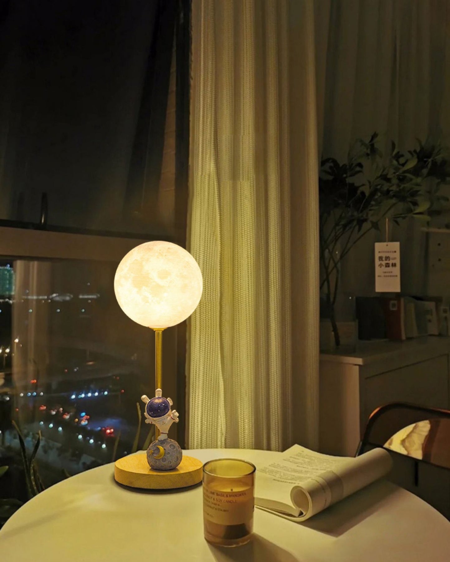 MoonGlow - Creative Table Lamp with Moon Shape and LED Light